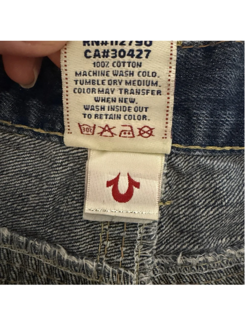 True Religion Mens Bobby Super T Jeans Thick Stitch Straight Blue 42x33 VTG USA